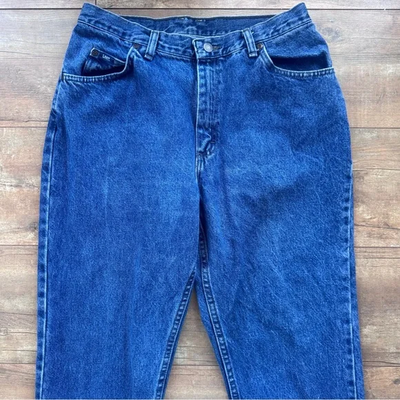 Vintage 90’s Lee High Rise Straight Leg Medium Wash Mom Jeans Size 14 Petite - Picture 2 of 7